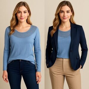 Boston Proper Clear Blue Sky Knit Top